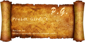 Preidt Girót névjegykártya